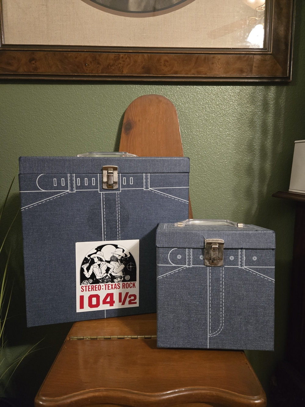 Set Of Platter Pak Denim Record Carry Cases